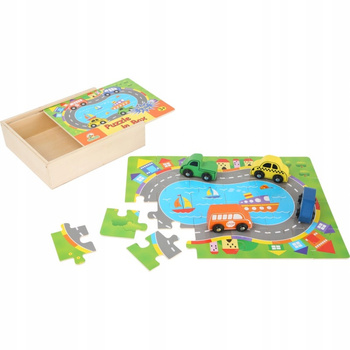 SMALL FOOT PUZZLE 24 EL. AUTA 4 SZT. W SKRZYNECZCE