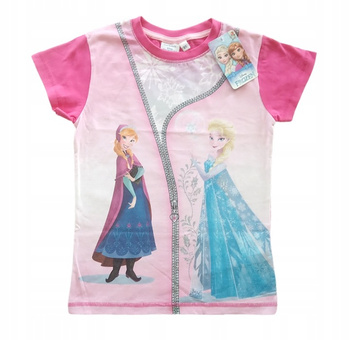 KOSZULKA T-SHIRT DLA DZIEWCZYNKI KRAINA LODU FROZEN ROZM. 128