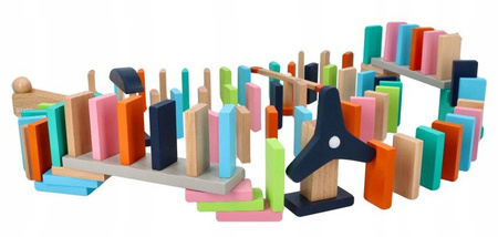 ADAM TOYS DREWNIANE KOLOROWE DOMINO KLOCKI 128 EL.