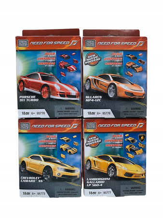 MEGA BLOKS ZESTAW MINI KLOCKI 18 ELEMENTÓW NEED FOR SPEED FIGURKA 4 SZT. 6+