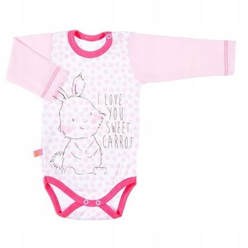 EWA KLUCZE BODY PETITE DŁUGI RĘKAW RÓŻOWE Z KRÓLIKIEM ROZ. 68