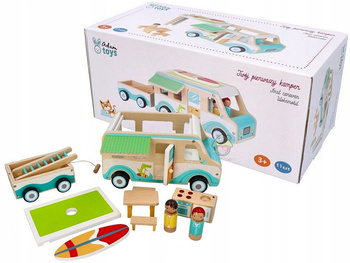 ADAM TOYS DREWNIANY AUTO KAMPER Z PRZYCZEPKĄ 3+