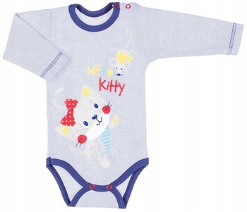 EWA KLUCZE BODY MESSY PLAY DŁUGI RĘKAW SZARE Z KOTKIEM ROZ. 74