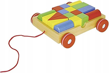 GOKI WÓZEK DO CIĄGNIĘCIA Z 18 KLOCKAMI DREWNIANE