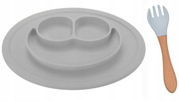 Bi-Bi ZESTAW SILIKONOWY TALERZYK Z PODKŁADKĄ SZARY
