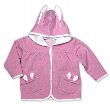 NICOL BLUZA KURTECZKA DLA DZIEWCZYNKI RÓŻOWA Z USZKAMI KRÓLIKA ROZ. 68