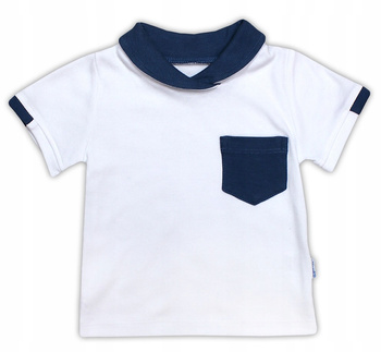 NICOL BLUZKA DLA CHŁOPCA Z KRÓTKIM RĘKAWEM I WYKŁADANYM KOŁNIERZEM ROZ. 80