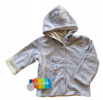 EWA KLUCZE BLUZA Z KAPTUREM PETITE SZARA/BEŻOWA Z KACZUSZKĄ ROZ. 80