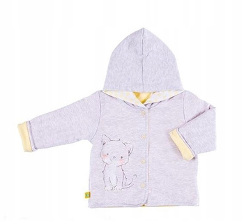 EWA KLUCZE BLUZA Z KAPTUREM PETITE SZARA/ŻÓŁTA Z KOTKIEM ROZ. 80