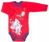 EWA KLUCZE BODY MESSY PLAY DŁUGI RĘKAW CZERWONE Z KOTKIEM ROZ. 68